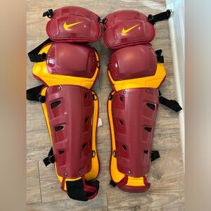 NWT Nike Vapor Pro Baseball Catchers Leg Shin Guards 16" Red/Yellow Retail $300